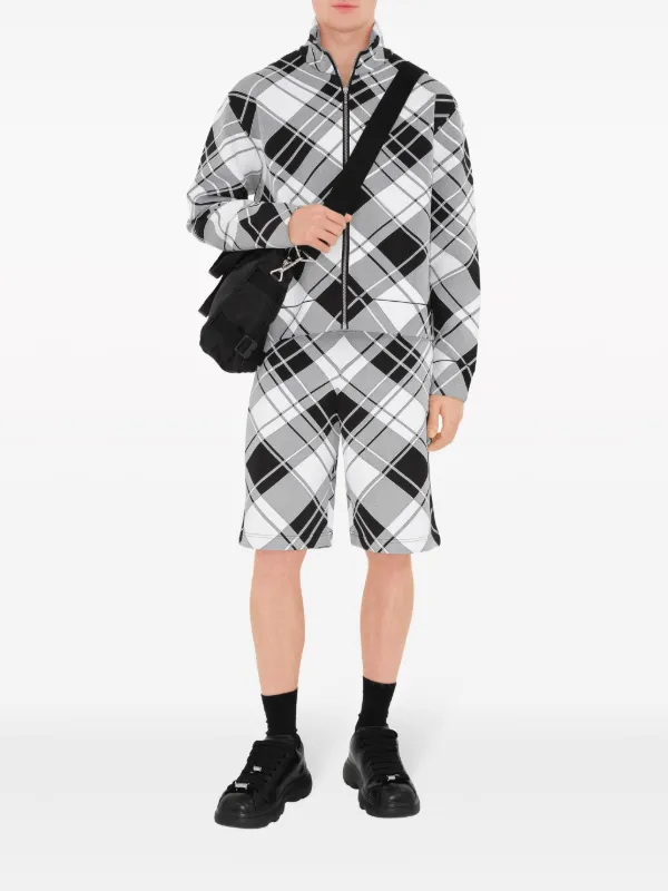 Burberry mid-rise check-print Shorts | Grey | FARFETCH JO