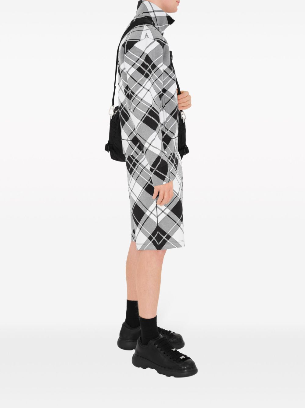 Shop Burberry Mid-rise Check-print Shorts In Grey