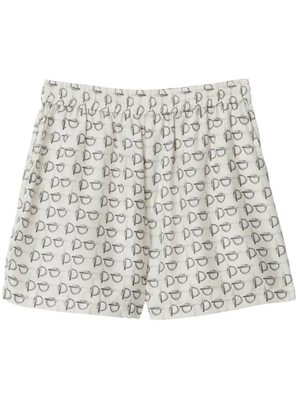 Burberry Toggle-print Silk Shorts in White