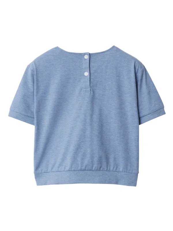 Burberry Kids logo-embroidered Cotton T-shirt | Blue | FARFETCH