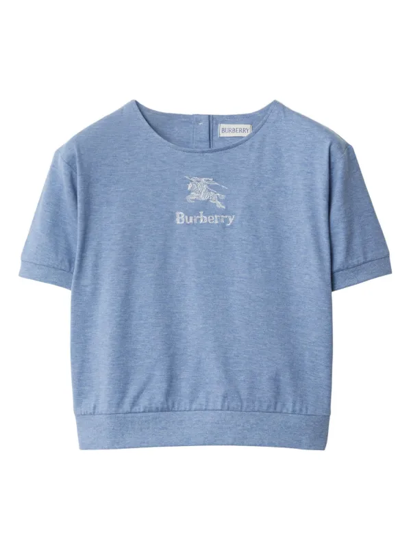 Burberry Kids logo embroidered Cotton T shirt Blue FARFETCH UZ