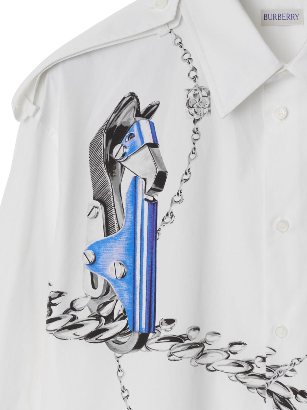 Shop Burberry Knight Hardware-print Shirt In White