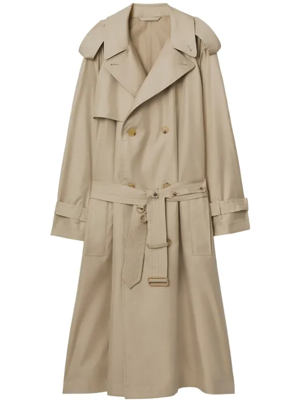 Burberry double breasted Silk Trench Coat Neutrals FARFETCH AZ