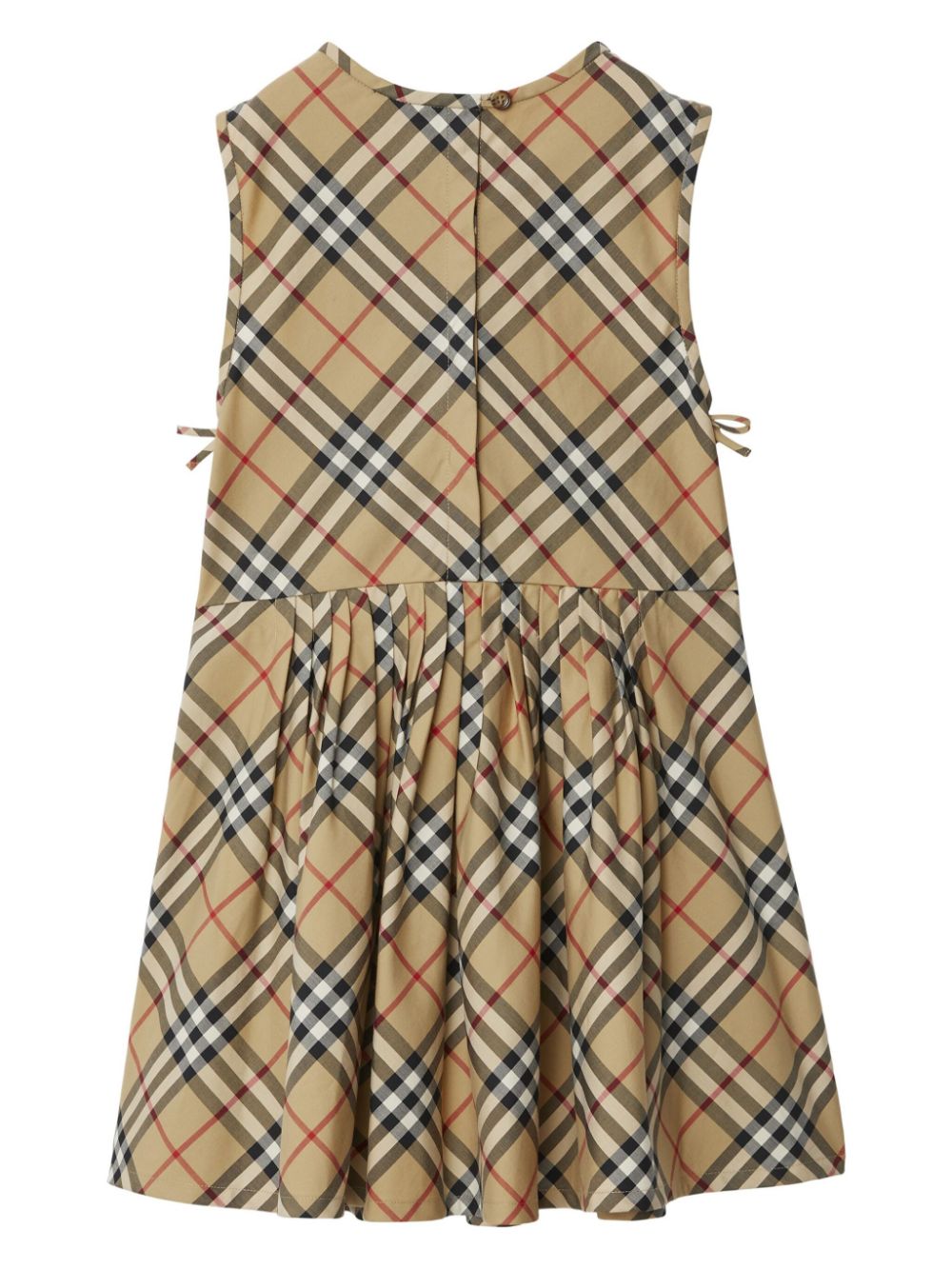 Shop Burberry Vintage-check Pleated Stretch-cotton Dress In Neutrals
