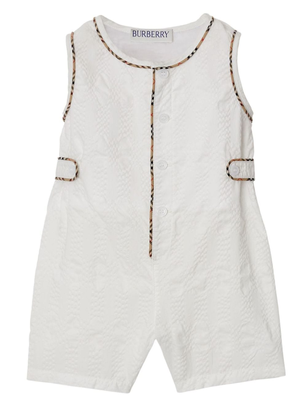 Shop Burberry Check-trim Cotton Shorties Set In White
