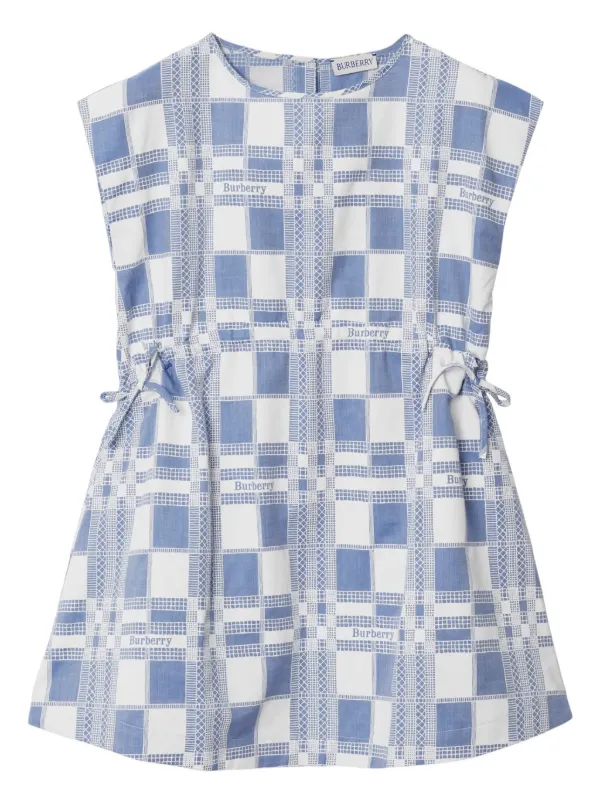 Burberry Kids Check And logo print Cotton Dress Blue FARFETCH TR