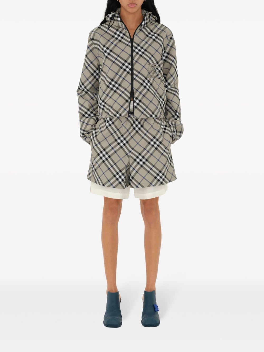 Shop Burberry Reversible Cropped Check Jacket In Neutrals