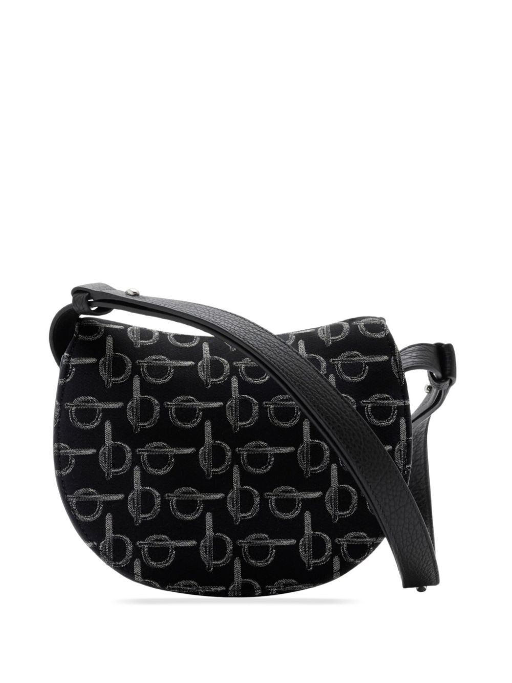 Shop Burberry Mini Rocking Horse B-pattern Crossbody Bag In Black