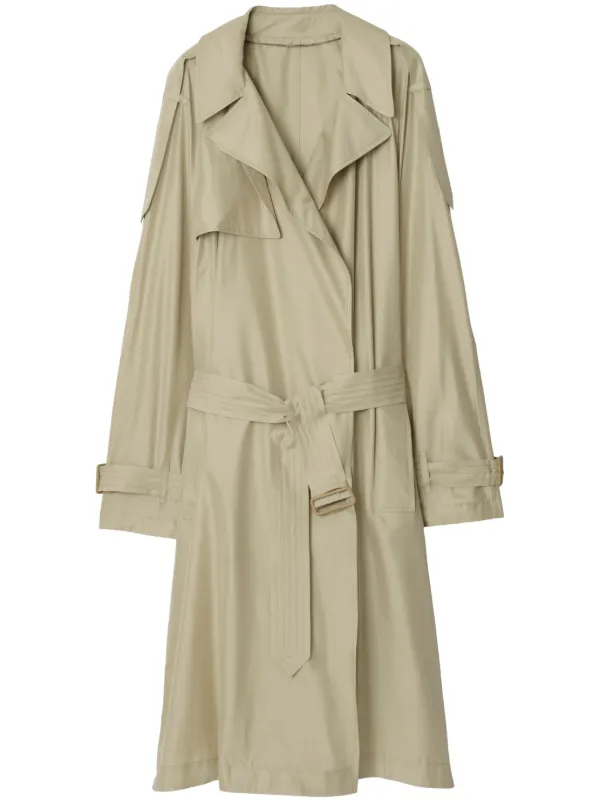 Burberry Silk Trench Coat Neutrals FARFETCH PT