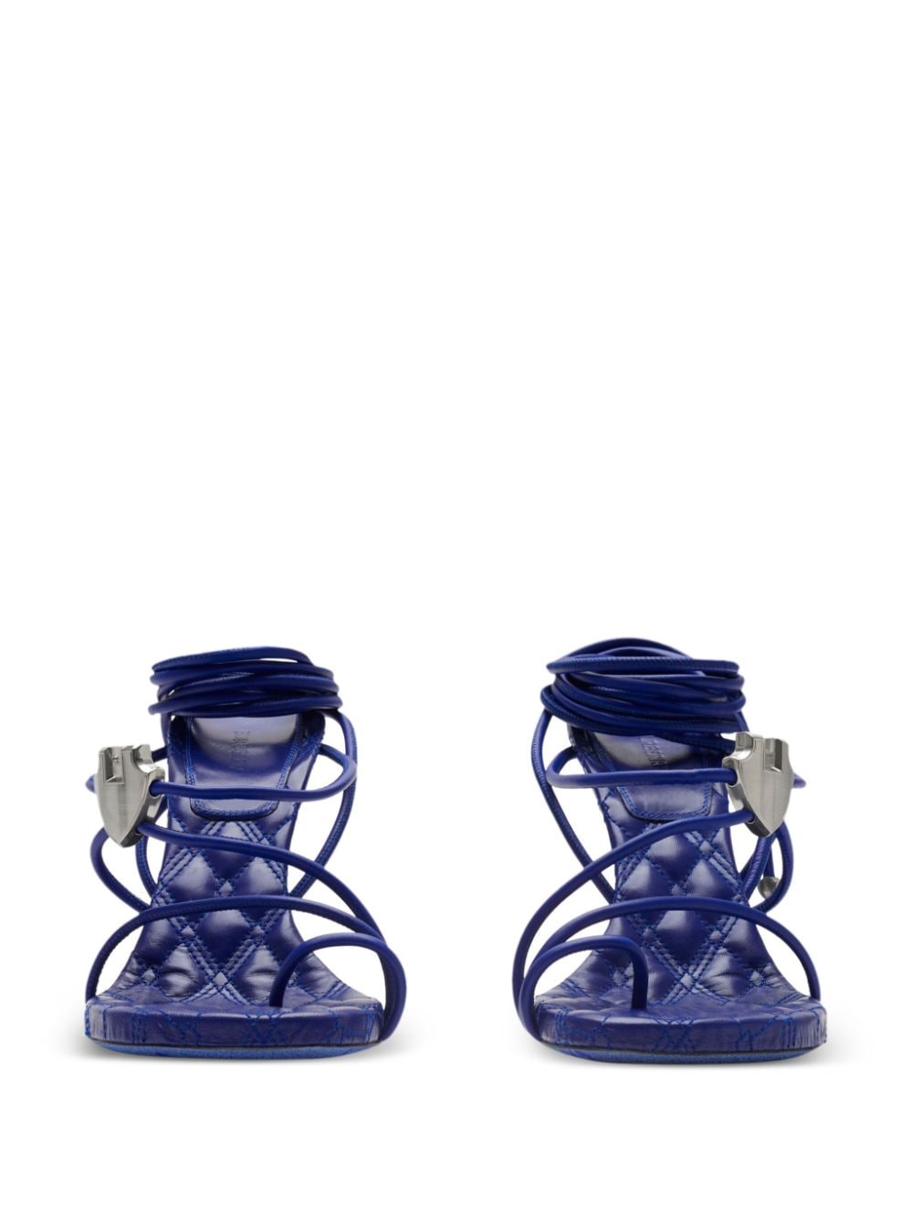 Shop Burberry Ivy Shield Strappy Sandals In Blue