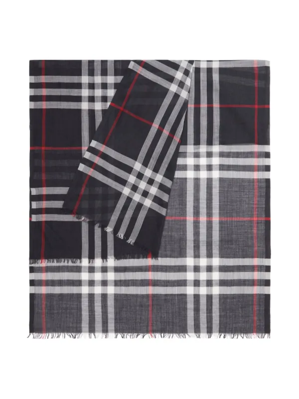 BURBERRY｜SCARVES (Checked Wool Silk Scarf (8078780)) Burberry Lightweight Giant Check Wool & Silk Scarf