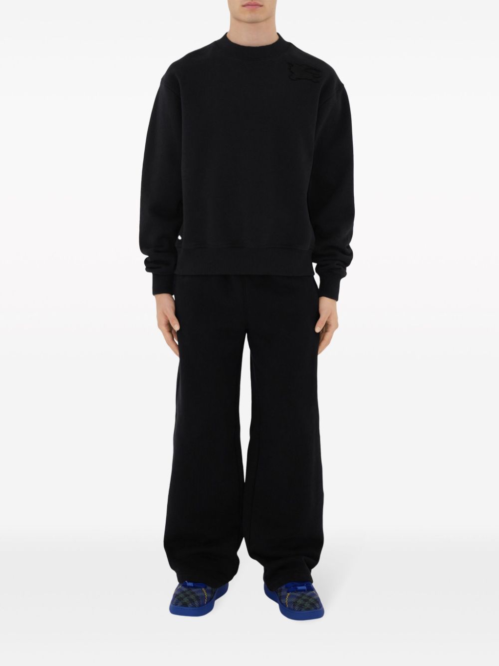 Shop Burberry Ekd Embroidered Track Pants In Black
