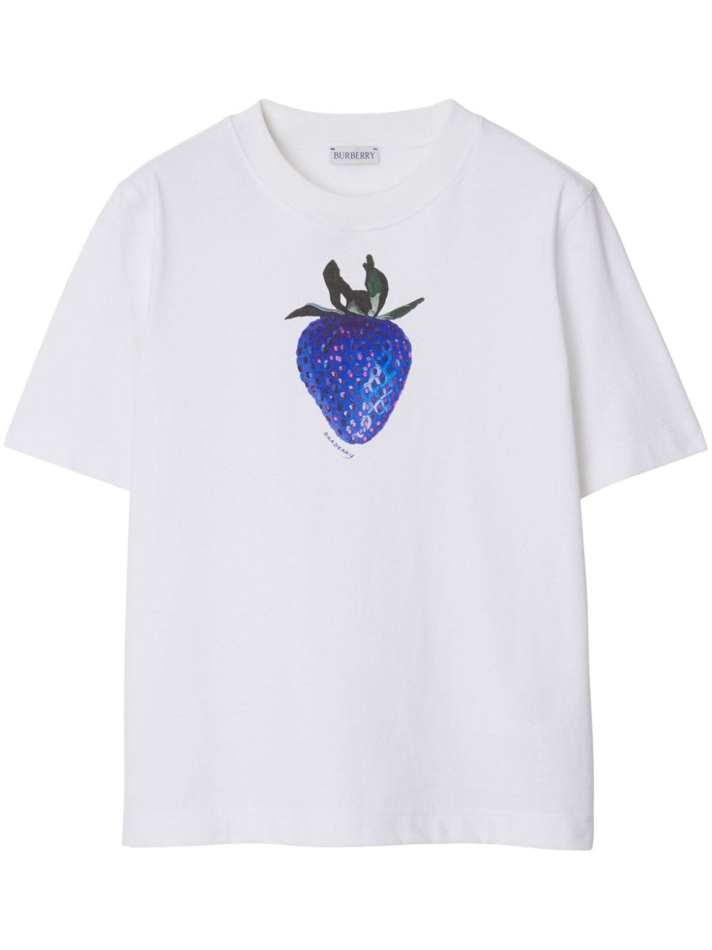 Shop Burberry Strawberry-print Cotton T-shirt In White