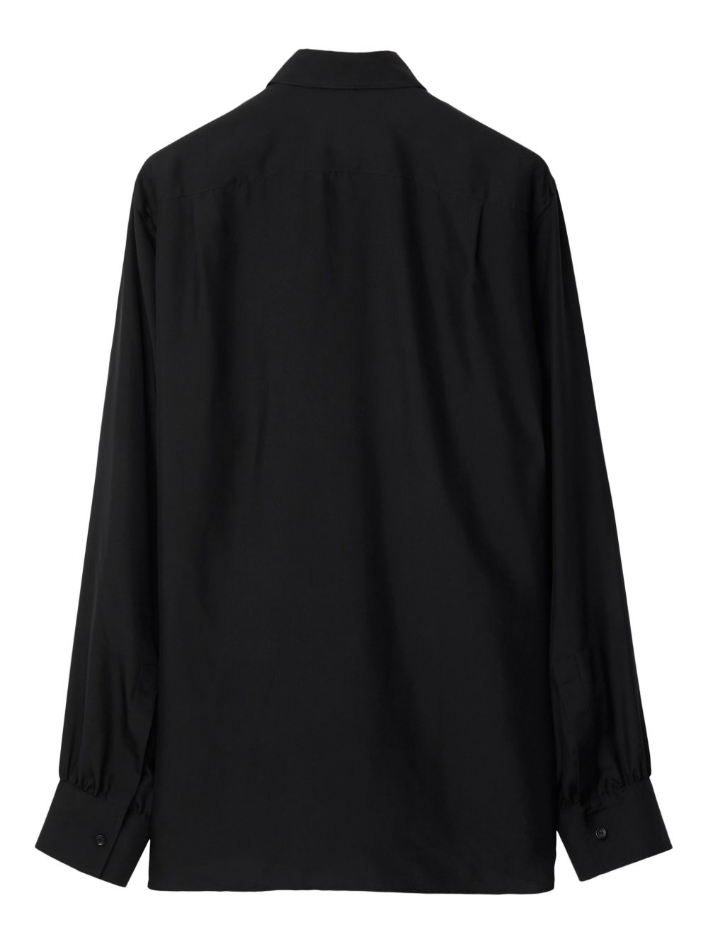 Shop Burberry Pointed-collar Silk Shirt In Black