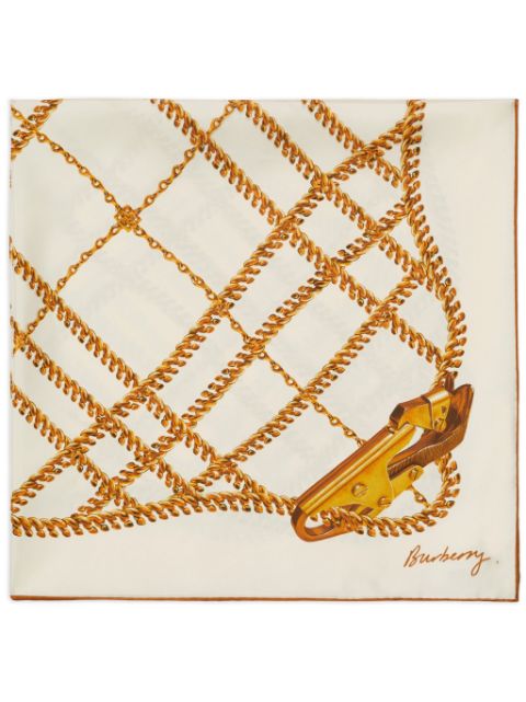 Burberry Chain Check-print silk scarf Men