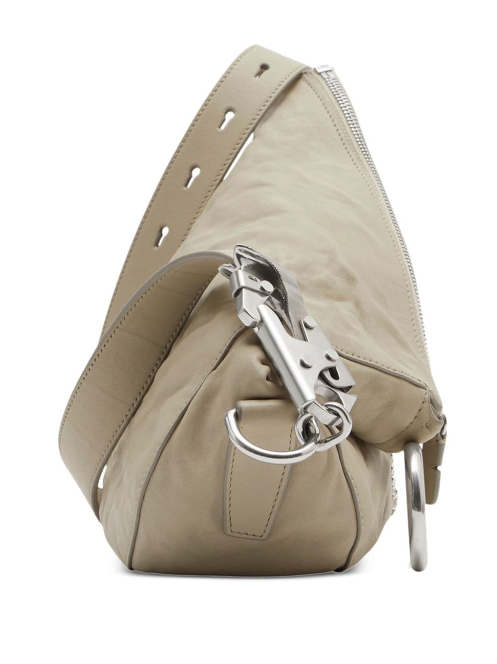 Shop Burberry Small Knight Leather Shoulder Bag In Neutrals