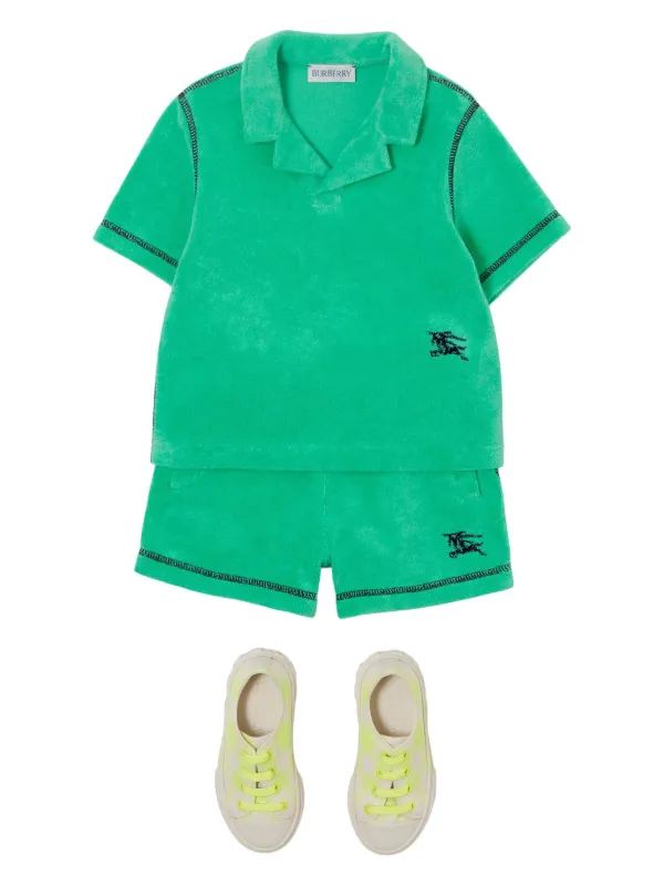 Burberry Kids Cotton Blend Towelling Polo Shirt Green FARFETCH