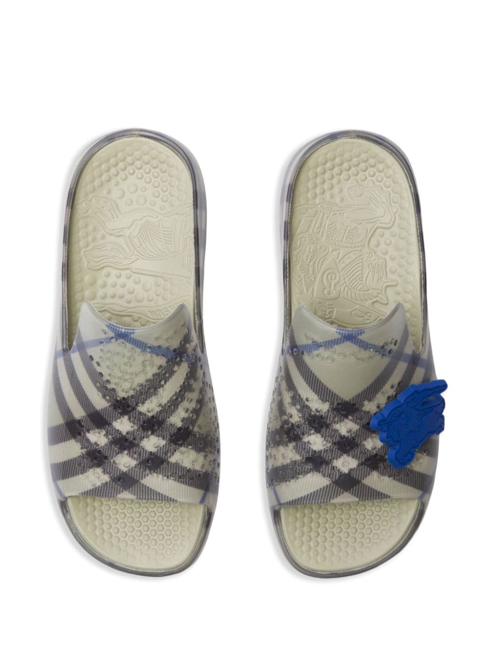 Shop Burberry Stingray Checked Slides In Grey