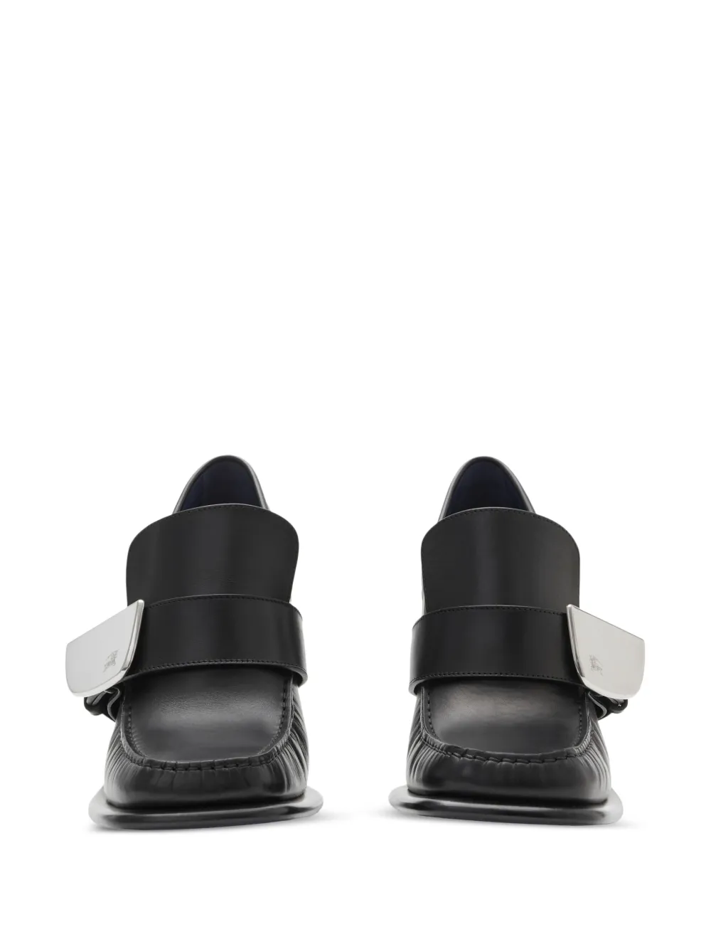 Shop Burberry London Shield 90mm Leather Loafers In Black