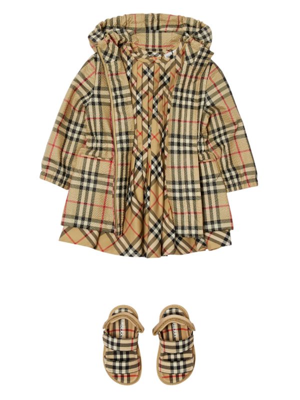 Burberry Kids Check Hooded Jacket | Brown | FARFETCH