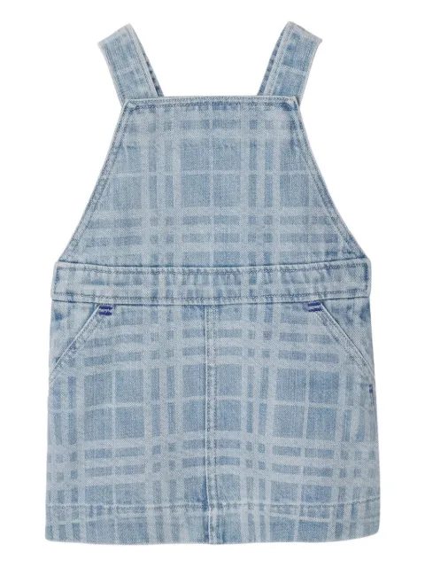Burberry Kids Check Denim Pinafore Dress