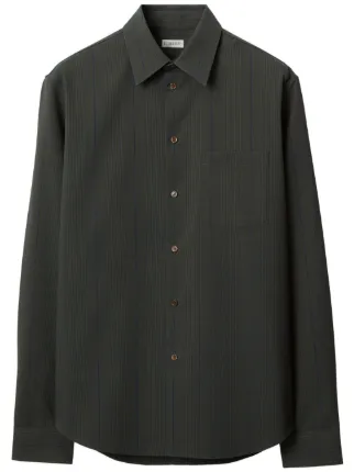 Burberry striped button popular down shirts