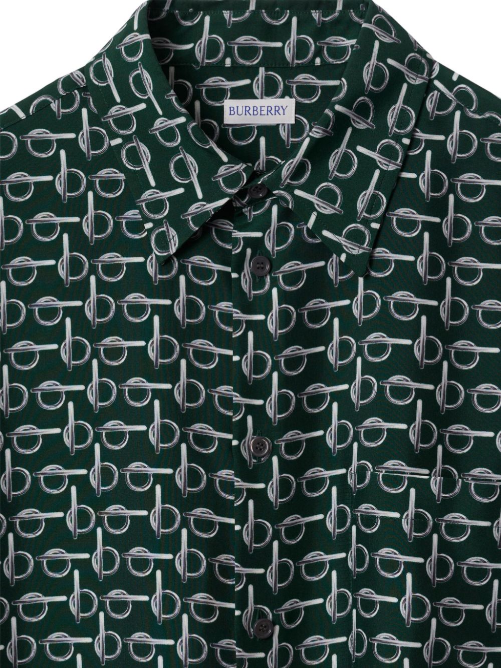 Shop Burberry B Printed Silk Shirt In Green