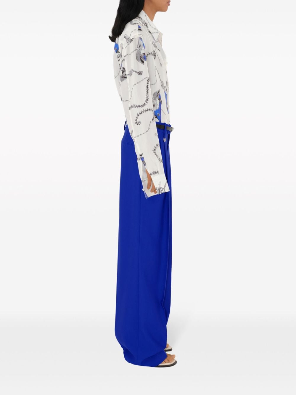Shop Burberry Wool Tailored Trousers In Blue