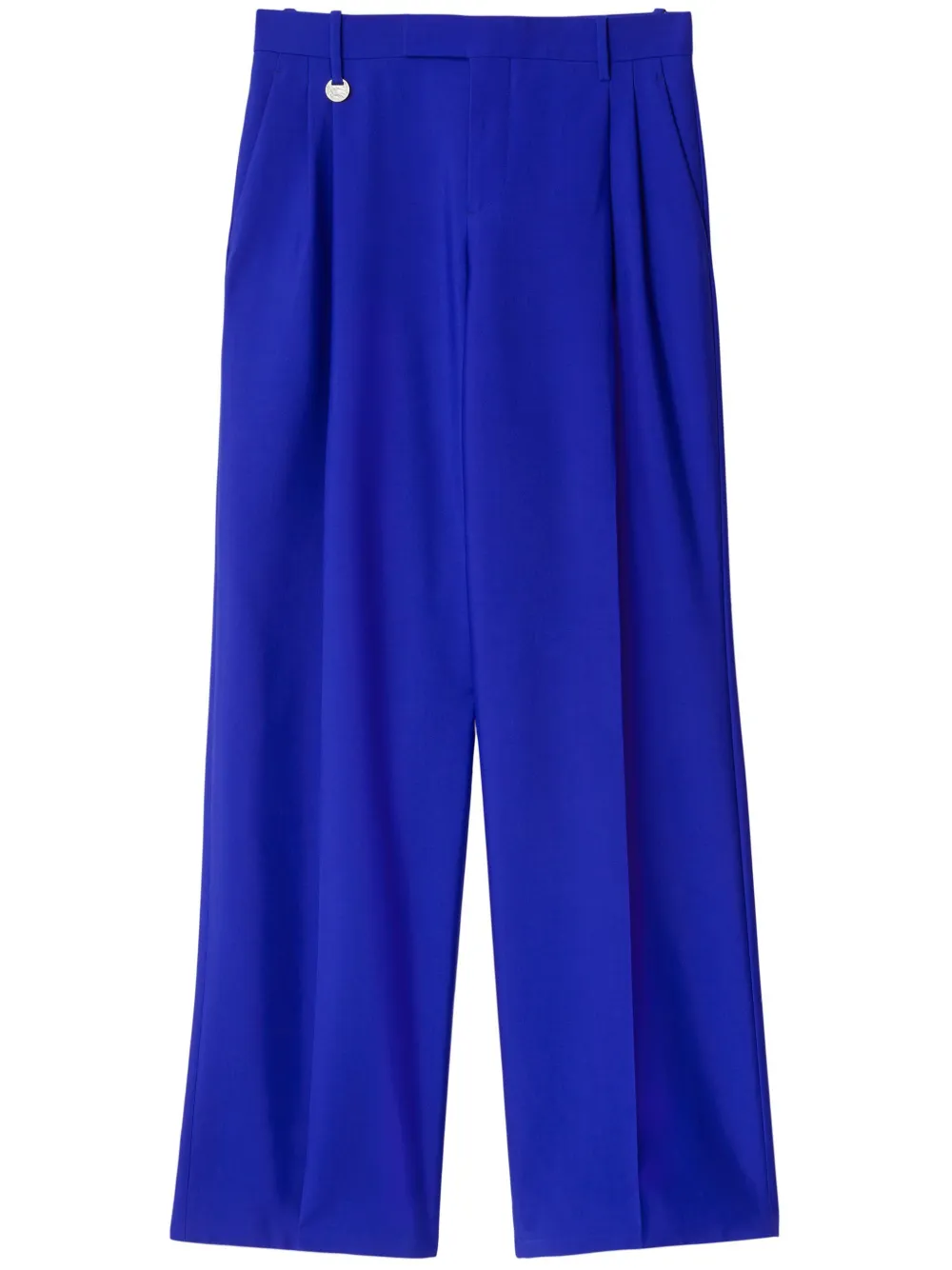 Shop Burberry Wool Tailored Trousers In Blue