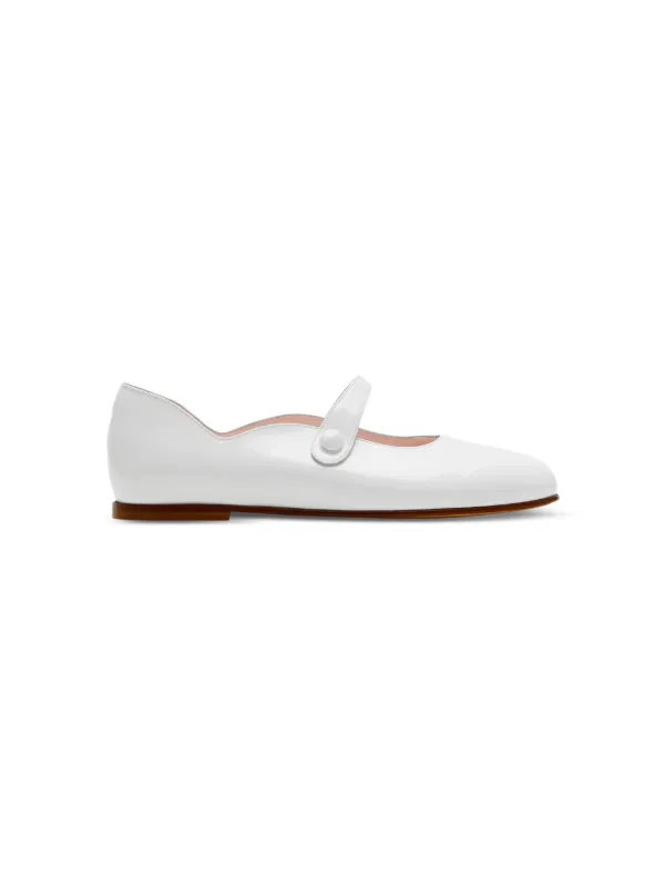 Burberry Kids press-stud Leather Ballerina Shoes White