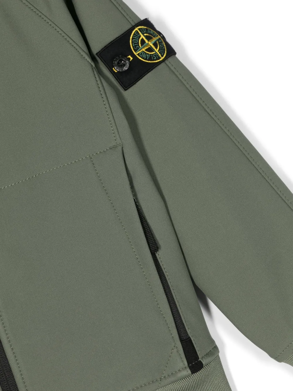 Shop Stone Island Junior Compass-patch Hooded Jacket In Green