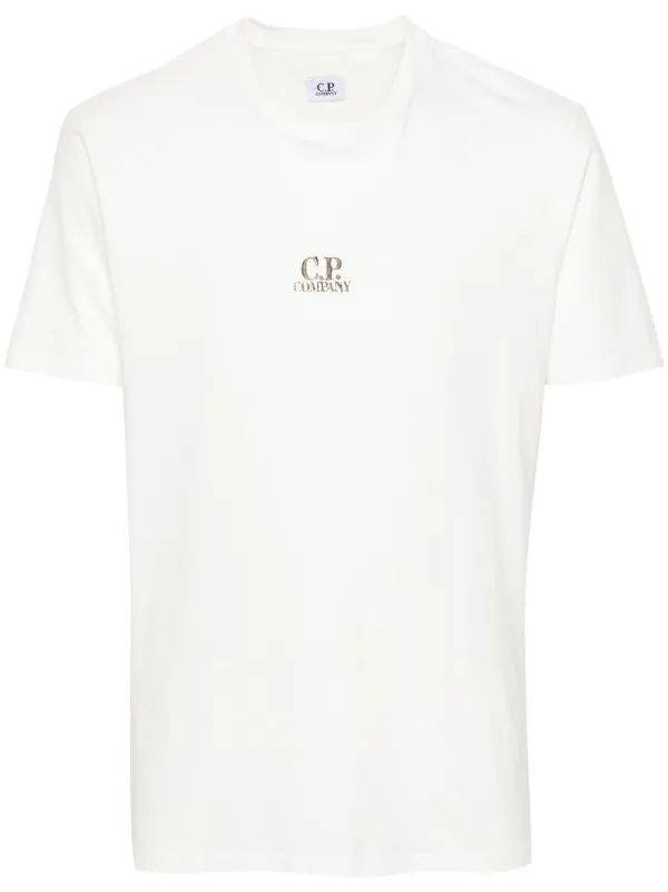 【送料&関税込】C.P. Company White T-shirt With Logo Printed CP Company Logo T Shirt White | Mainline Menswear United States
