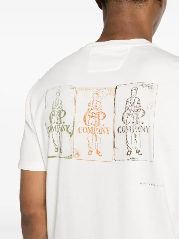 【送料&関税込】C.P. Company White T-shirt With Logo Printed CP Company Logo T Shirt White | Mainline Menswear United States