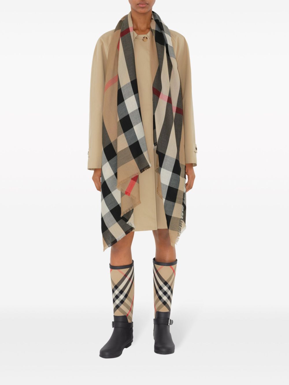 Shop Burberry House Check Cashmere Scarf In Neutrals