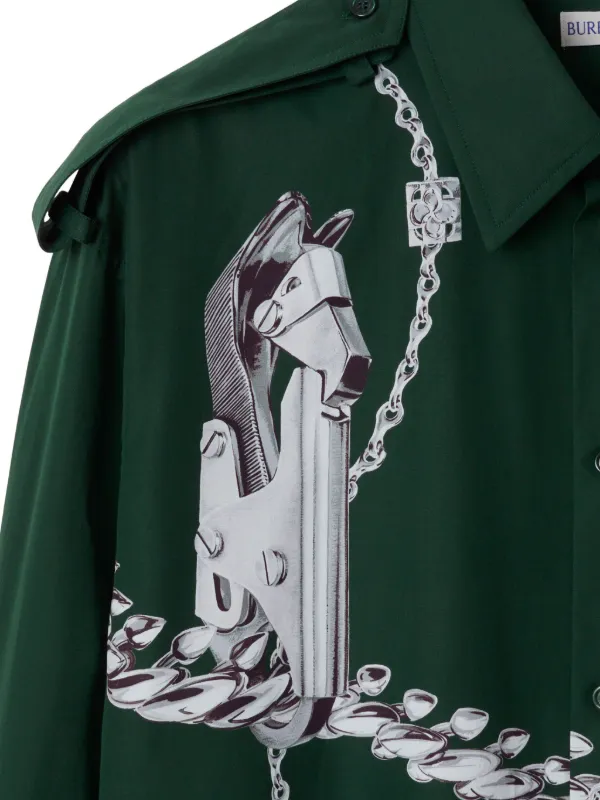 Burberry Knight Hardware Cotton Shirt | Green | FARFETCH