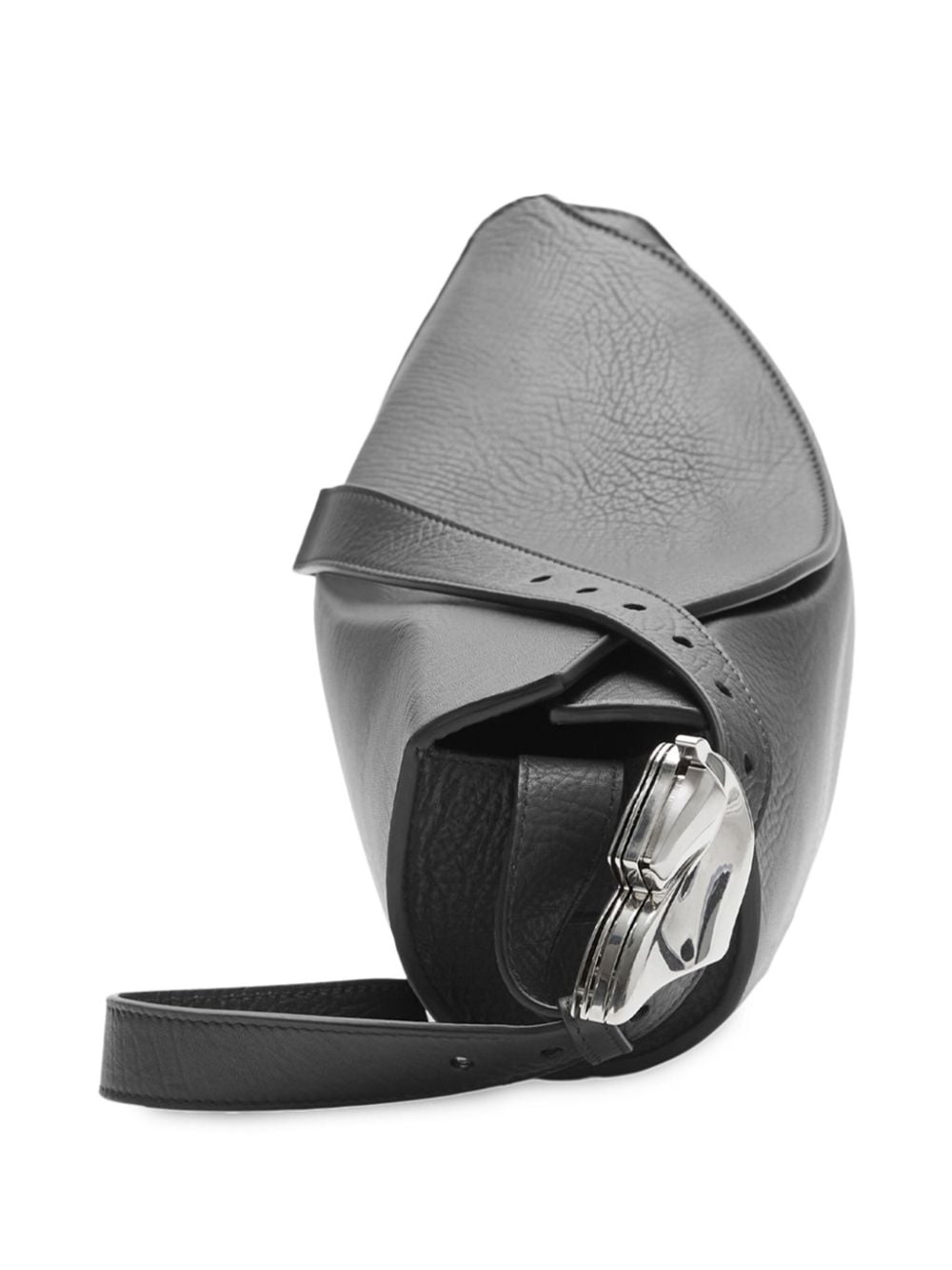 Shop Burberry Large Horn Leather Shoulder Bag In Black