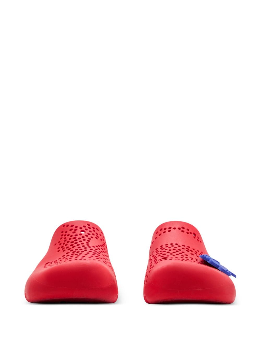 Shop Burberry Stingray Perforated Slides In Red