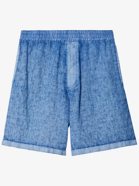 Burberry Equestrian Knight-appliqué linen shorts
