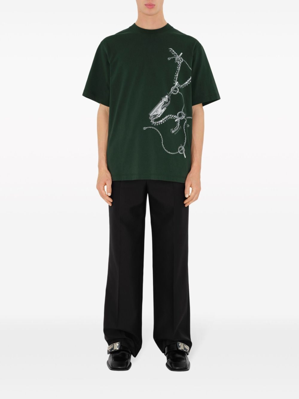 Shop Burberry Knight Hardware Cotton T-shirt In Green