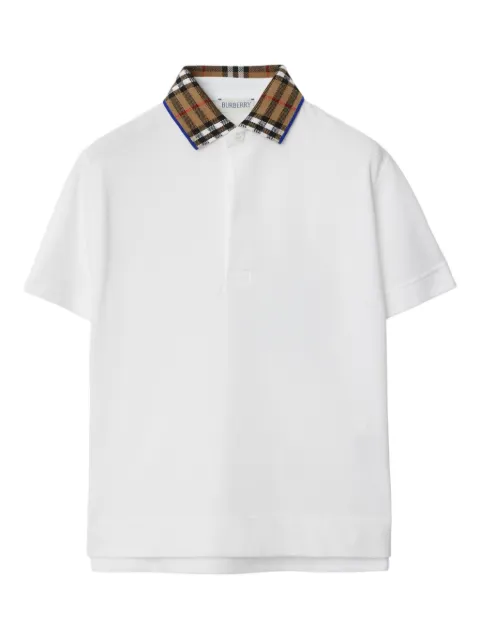Burberry Kids playera tipo polo con cuadros estampados