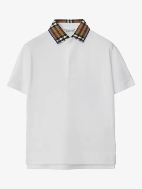 Burberry Kids playera tipo polo con cuadros estampados