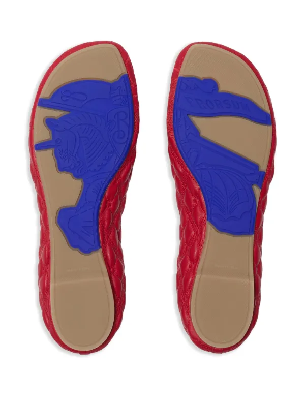 Burberry Sadler Leather Ballerina Shoes | Red | FARFETCH RO