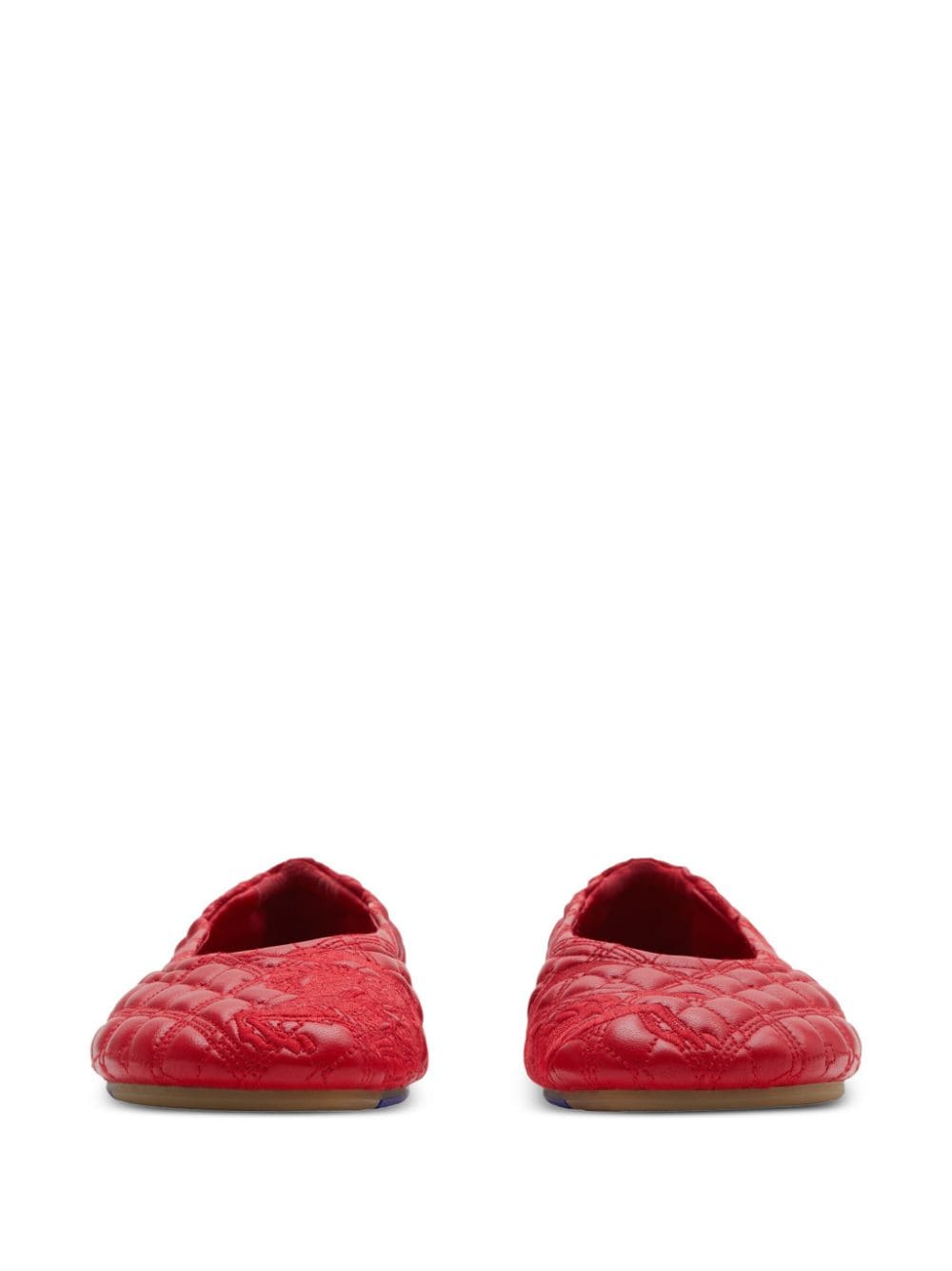 Shop Burberry Sadler Leather Ballerina Shoes In Red