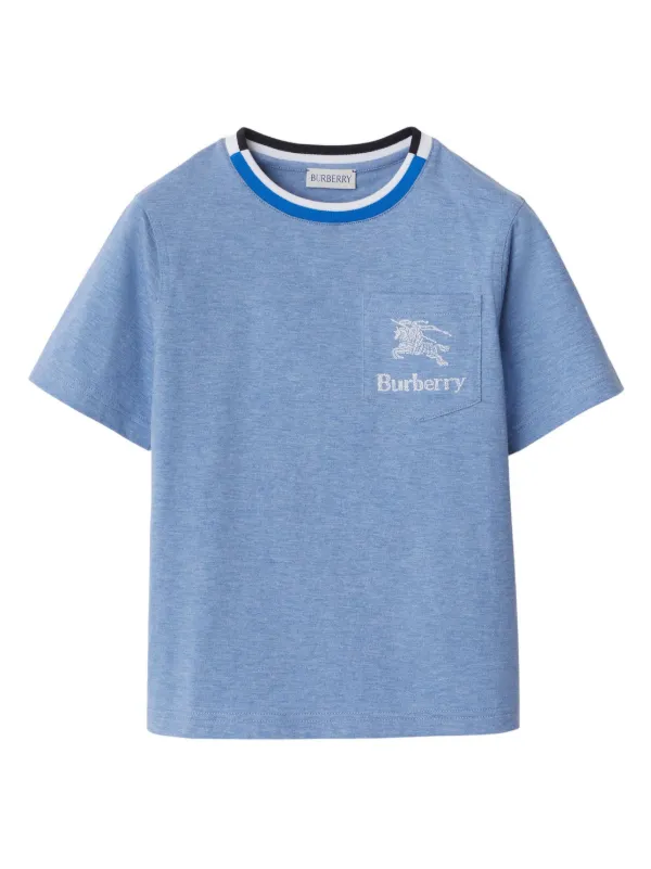 Burberry Kids EKD embroidered Cotton T shirt Blue FARFETCH CA