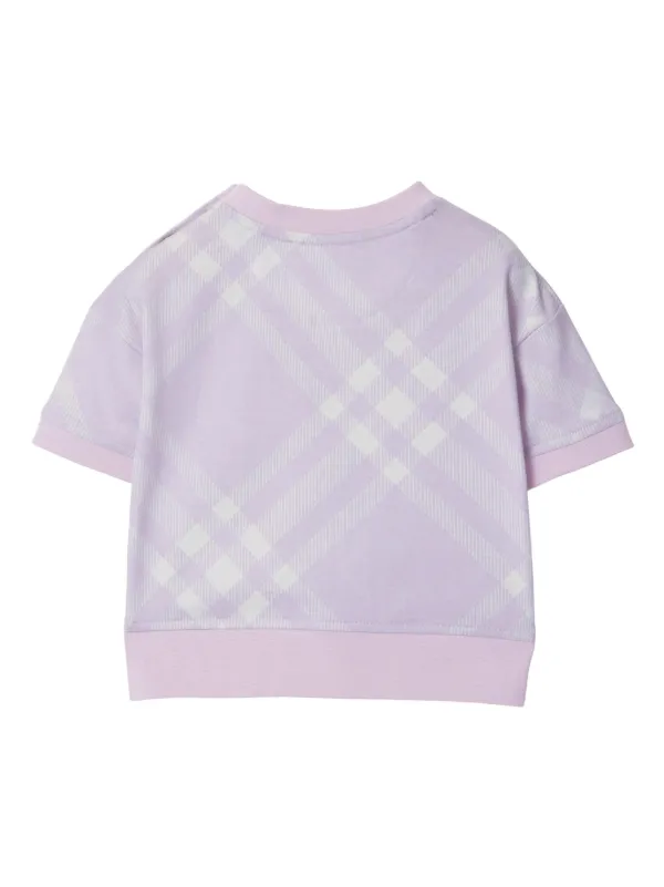 Burberry Kids Checked Cotton T-shirt Purple FARFETCH GR