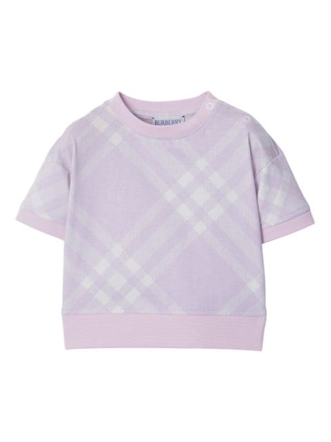 Burberry Kids checked cotton T-shirt