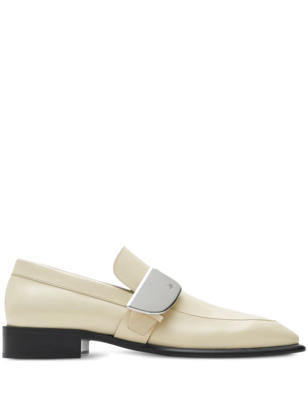 Burberry Shield Leather Loafers In Neutral