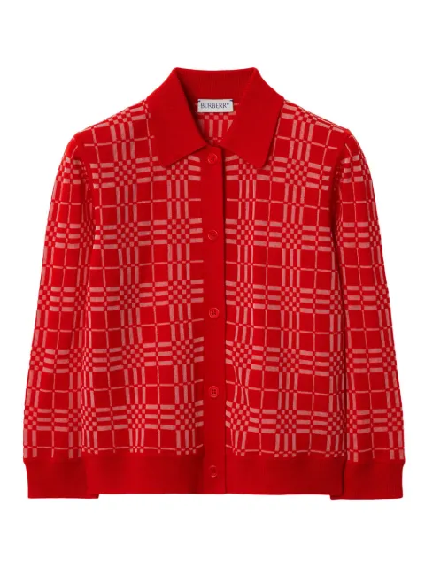 Burberry Kids كارديغان بياقة وكاروهات
