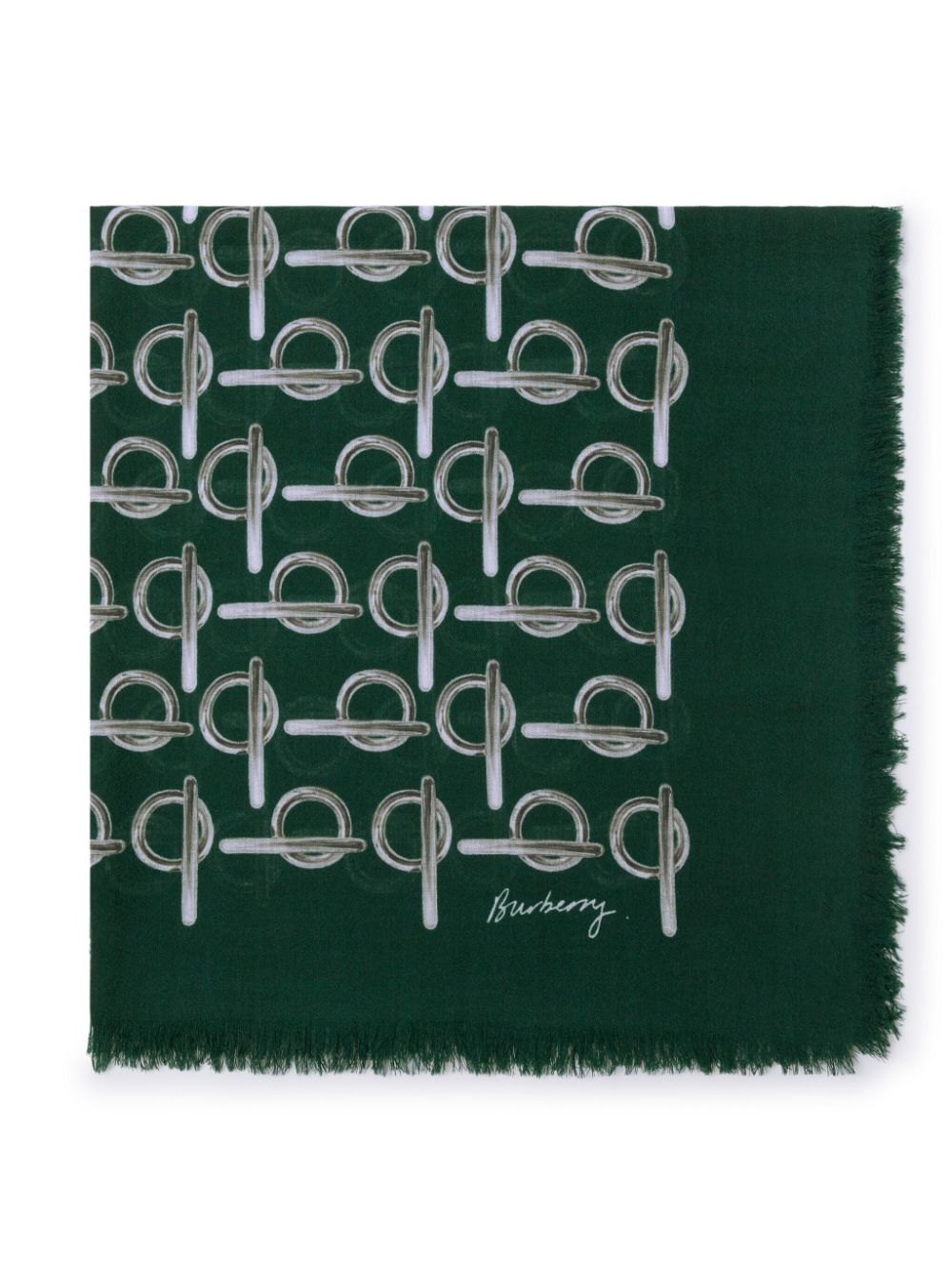 Shop Burberry B-print Wool Scarf In Green
