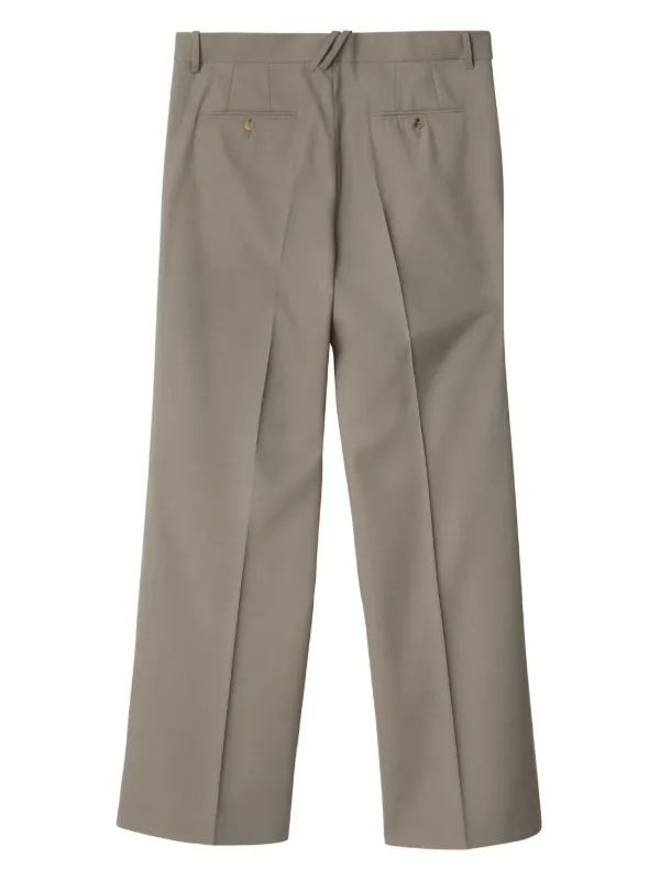 Burberry logo-plaque Tailored Wool Trousers | Grey | FARFETCH